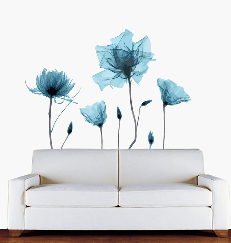 K2A DESIGN Blue Flower Wall Sticker Blue Color PVC Vinyl