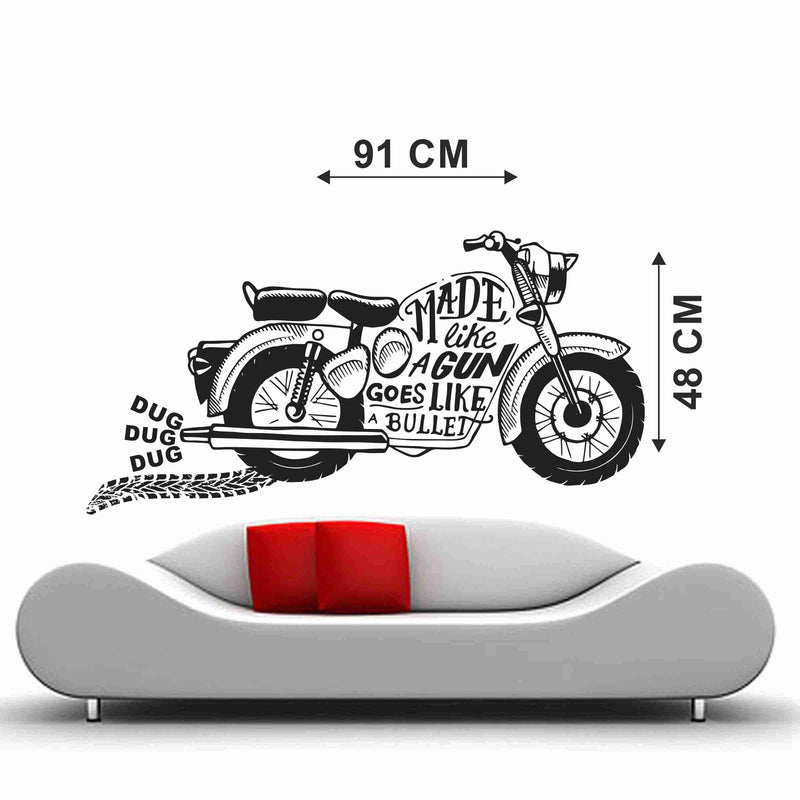 Sticker Hub Bullet Bike Wall Sticker, Vinyl Self Adhesive Bike Rider Wall Sticker_ BS536