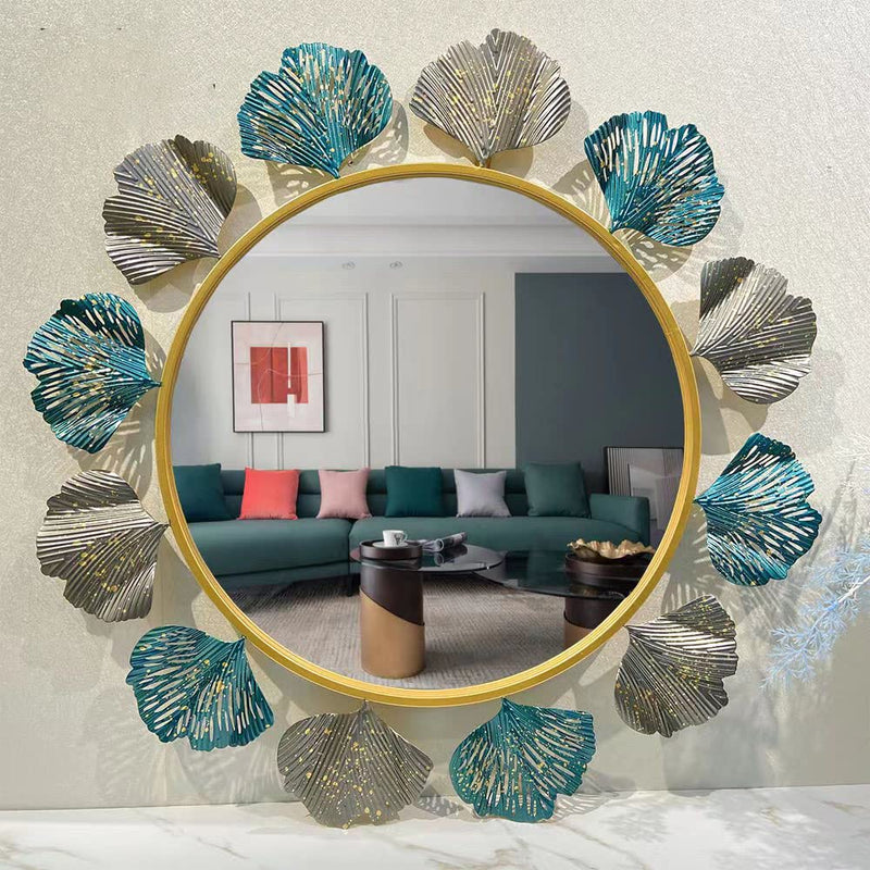 Artqor European Style Modern Floral Design Wall Mirror for Living Room, Bedroom, Hallway, Dining Room (M144) (77x77)