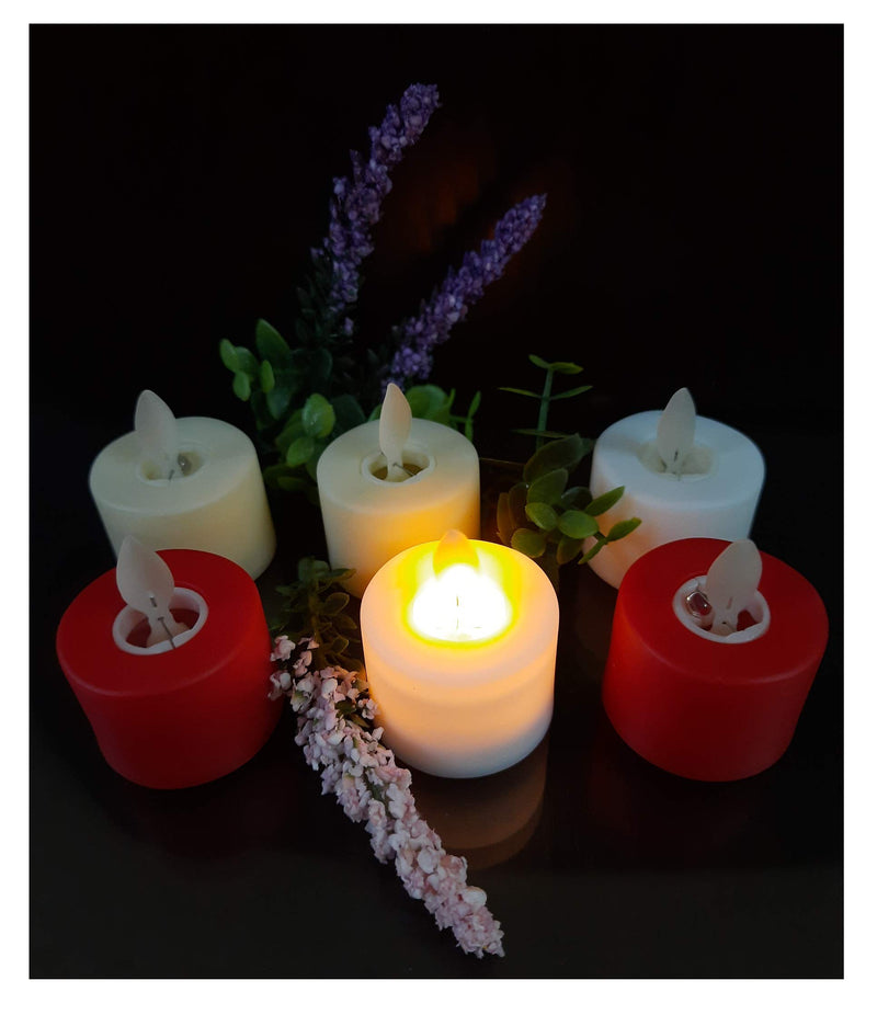 AFTERSTITCH Decorative real wax style LED dancing candles Lights diya for home decoration (Batteries Included) Pack of 6