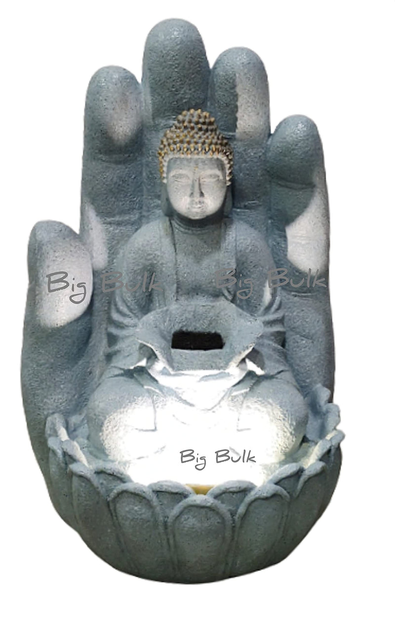 Big Bulk Hand Shaped Buddha Fountain for Living Room Home Decor Garden Decoration and Drawing Room (Large Fountain : 48 x 50 x 78 cm)