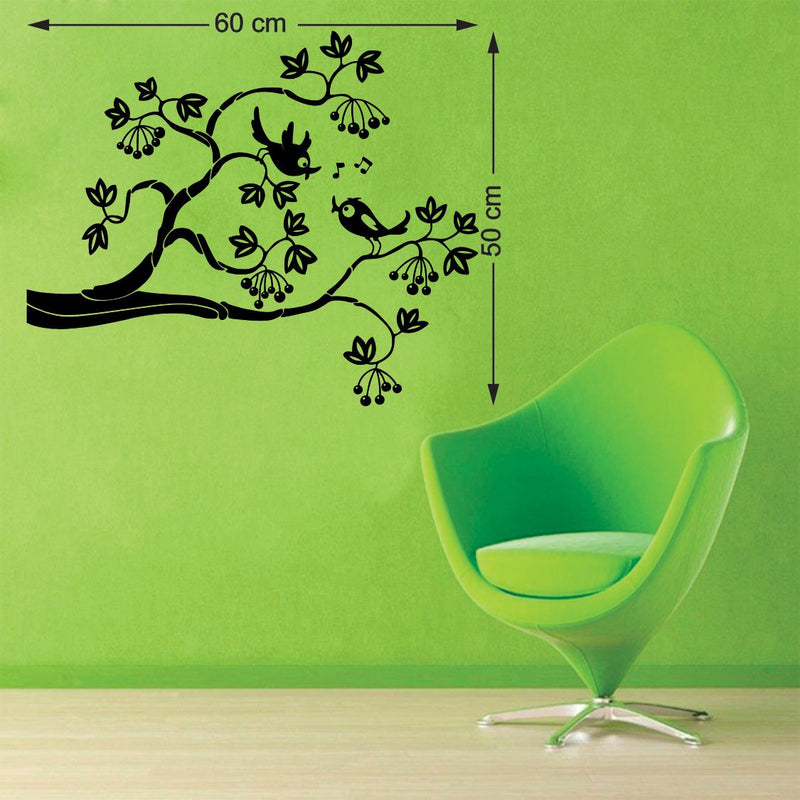 Love Bird Black Self Adhesive VinylWaterproof Decorative Wall Stickers for Hall, Bedroom, Kitchen and Furniture