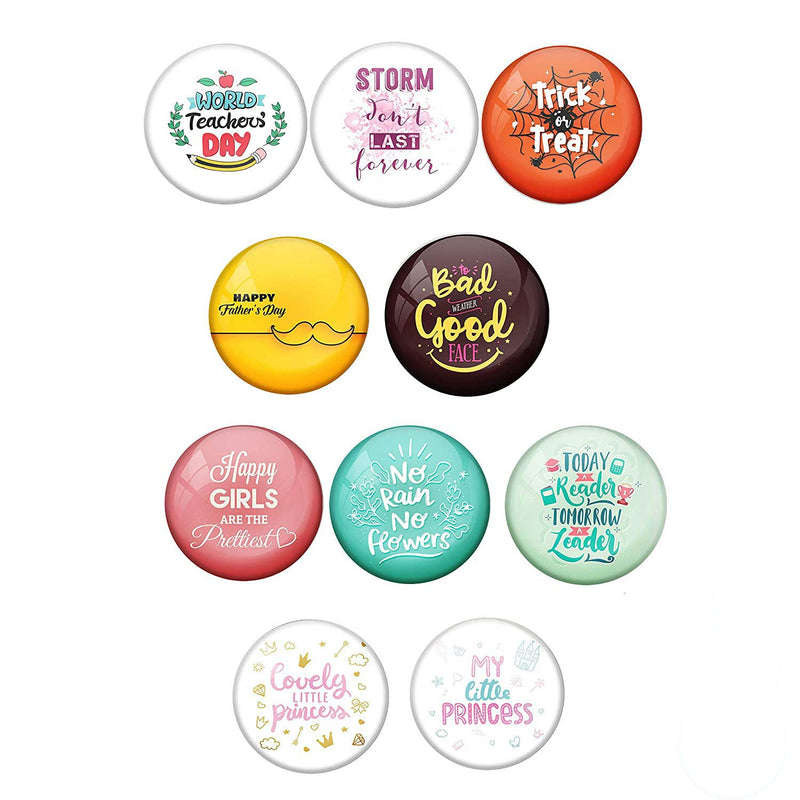 AVI Multi Colour Metal Fridge Magnet with Pack of 10 Happy Positive Quotes PQ 49 Design MC10R8001245