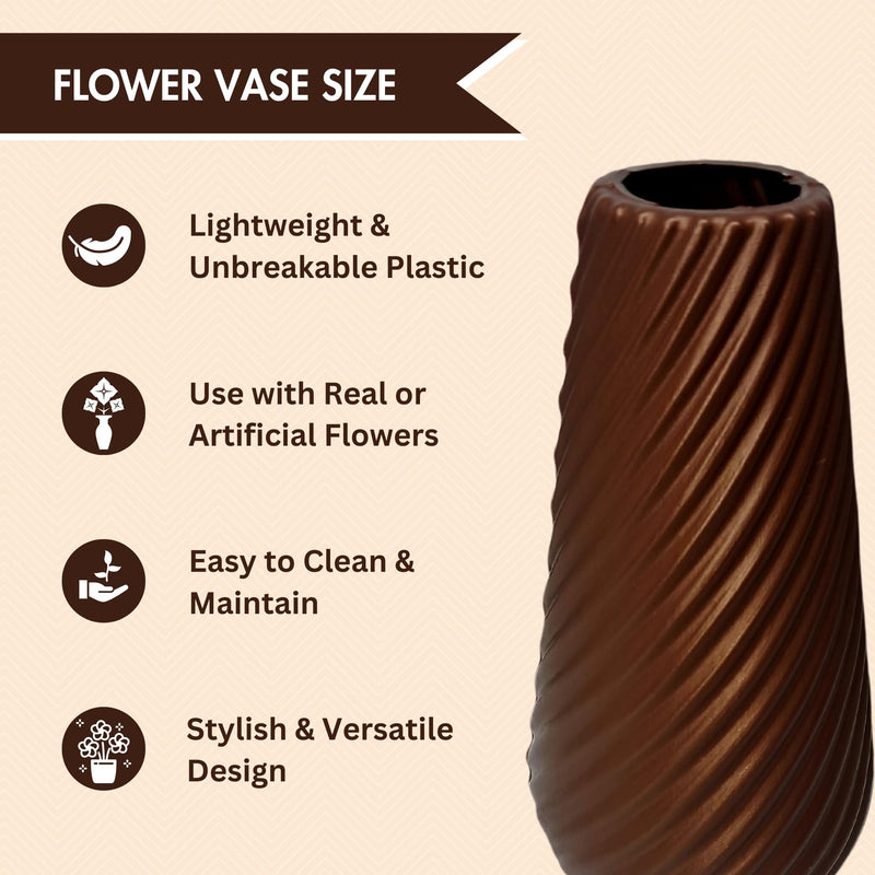 Unbreakable Tabletop Vase Crafted for Bedroom, Living Room, and Office Aesthetics Decor with Real & Artificial Flowers (Tuffel - Pack of 1)