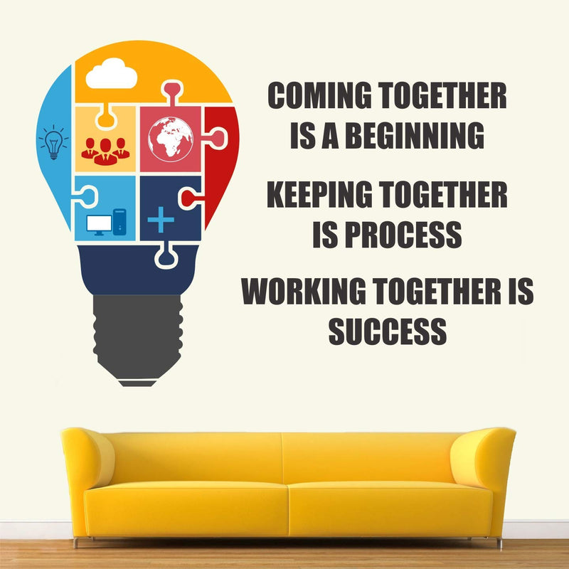 Kaushiki 'Working to Gather is Success - Office - Inspirational - Motivational - Quotes - Wall Sticker' (Size - 80 cm X 55 cm) Desg - 69