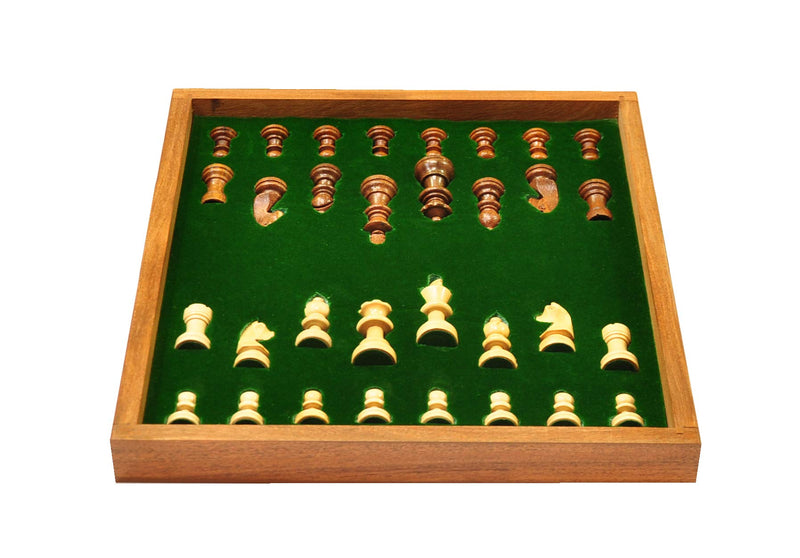 PALM ROYAL HANDICRAFTS 12 Inches Handmade Drawer Wooden Chess Board Set Made With Indian Rosewood | Inbuilt Storage Compatment For Chessmen - (12 X 12 Inches) Brown, Big Kid