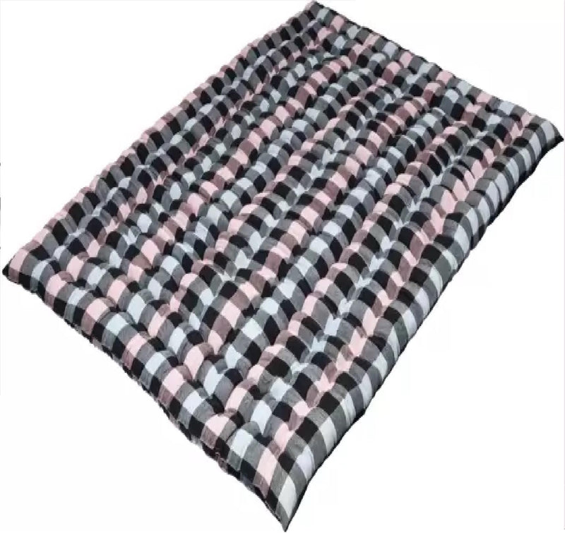 Hb Msala Single Bed Cotton Filled Mattress Gadda Soft & Reversible (3 x 6) Y-2,Black Check