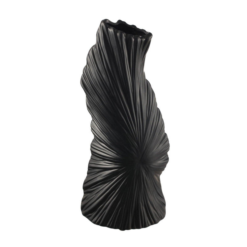 TIED RIBBONS Spiral Ceramic Vase for Flowers Plants Home Decor Living Room Bedroom Centrepiece Office Table Decoration Items (Black, 27.9 cm x 12cm)