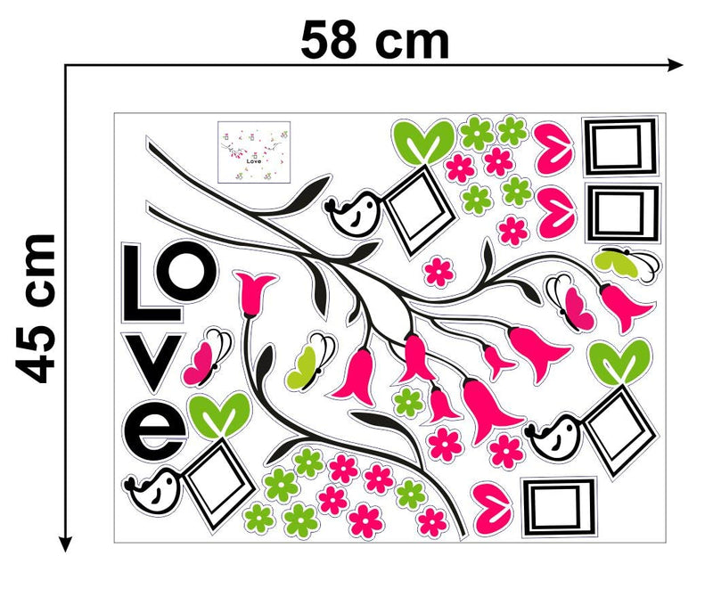 Delight Art Flower and Birds Design Wall Sticker Size - (133 * 101) cm Model id - (DAMC00494L)