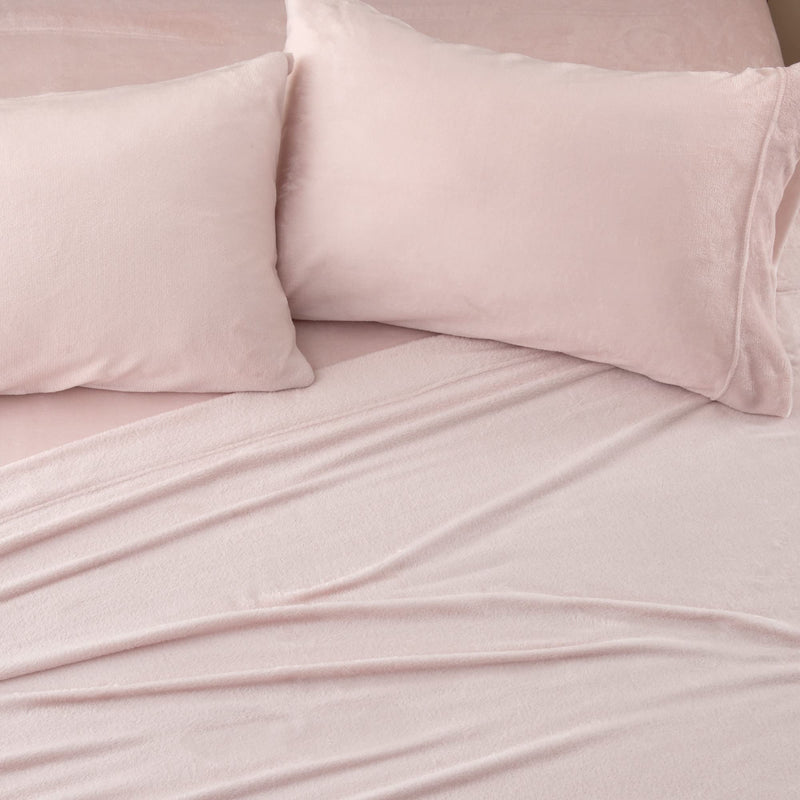 Great Bay Home Extra Soft Cozy Velvet Plush Sheet Set. Deluxe Bed Sheets with Deep Pockets. Velvet Luxe Collection (Twin, Blush Pink)