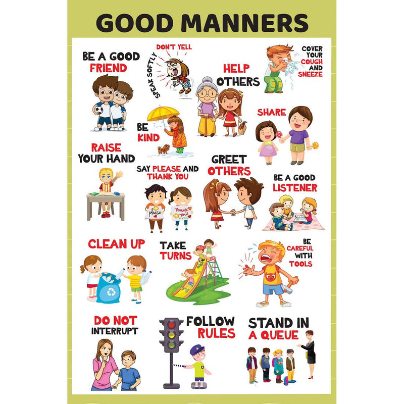 Good Manners Wall Sticker for Kids in Class Room Office School Wall Sticker 12x18 Inch