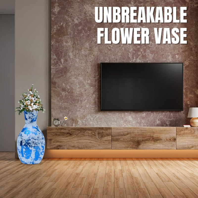 Amaze Shine Unbreakable Flower Vase Modern Metallic For Home And Decor Handmade Flower Vase (Blue Flower Vase)