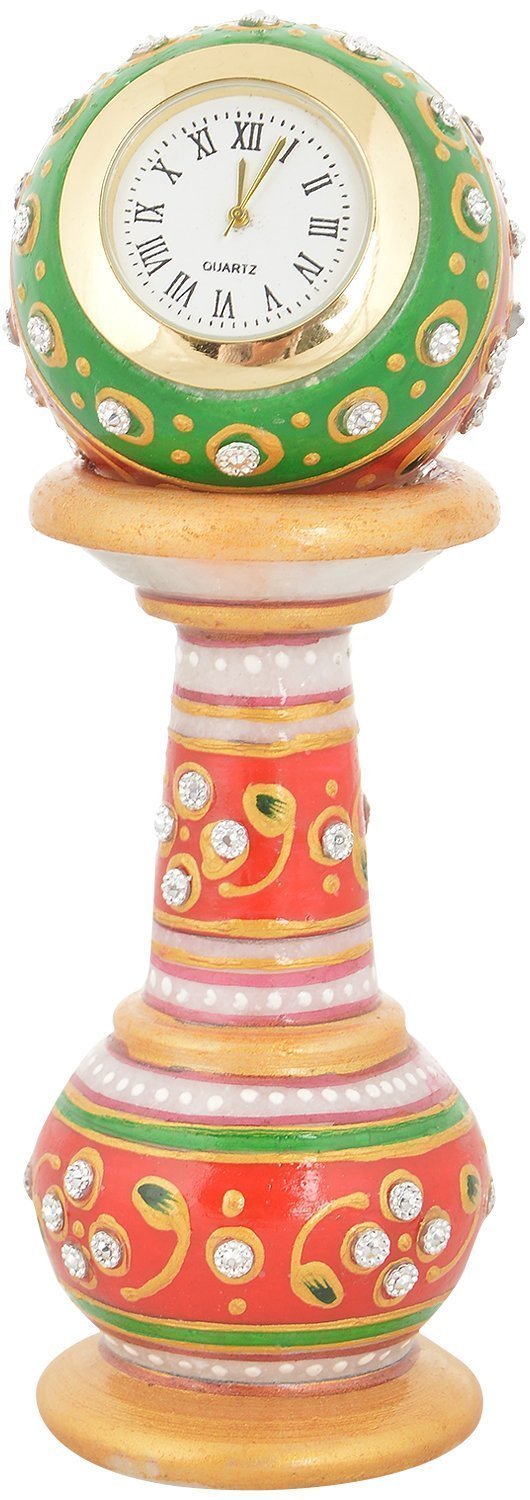 Jaipuri Craft's Marble Mehroon Design Pillar Watch Home Décor