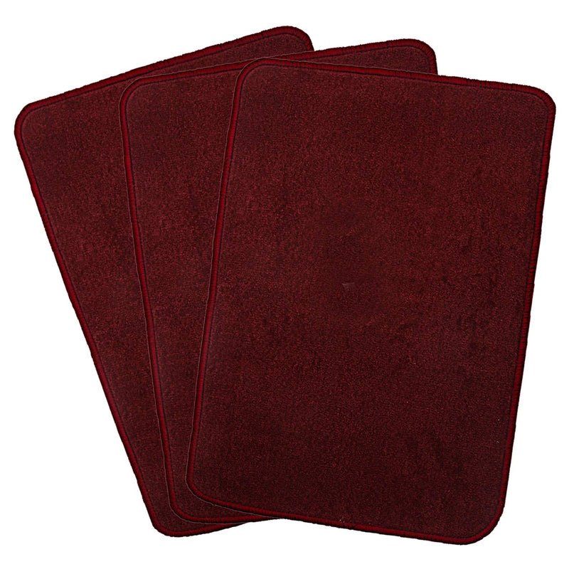 Kuber Industries Microfiber Anti Slip 3 Pieces Rectangular Door Mat 22"X14", Maroon - Ctktc021911