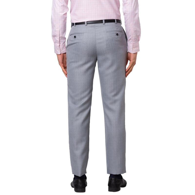 Park Avenue Men's Smart Fit Polyviscose Blend Flat Front Structure Pattern Grey Formal Trouser (Size: 32)-PMTX07540-G4