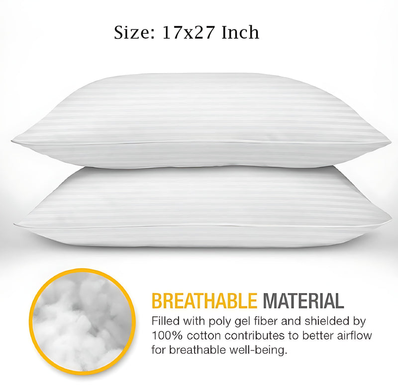 Reliance Microfiber Extra Soft White Pillows | Pillows for Sleeping White - Set of 2 (Size - 17x24 Inches Or 43x60 cm) Pack of 2 | White Microfiber