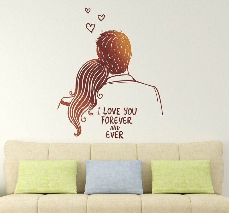 Wallstick 'I Love U Forever and Ever' Wall Sticker (Vinyl, 49 cm x 4 cm x 4 cm)