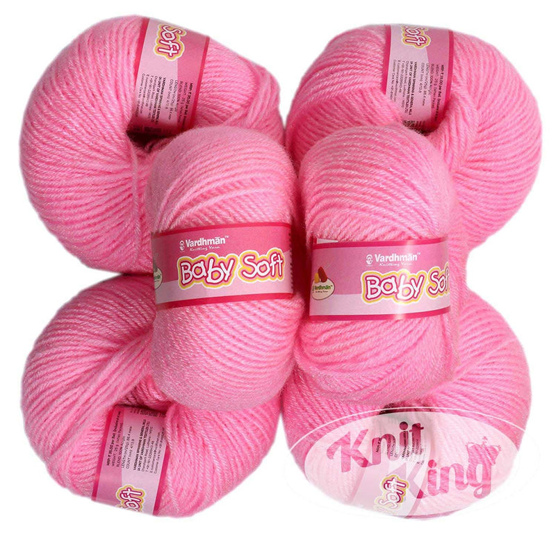 KNIT KING 100% Acrylic Wool Dark Pink (6 pc) Baby_Soft Wool Ball Hand Knitting Wool/Art Craft Soft Fingering Crochet Hook Yarn, Needle Knitting Yarn Threa KB