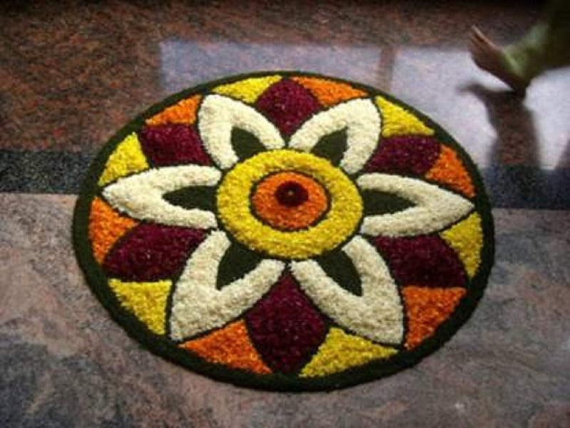 ROYAL TREND Super Soft Microfiber Traditional Modern Rangoli Door Mat for Home, Living Room, Beside Runner for Bedroom Decoration (24 x 24 Inch,)