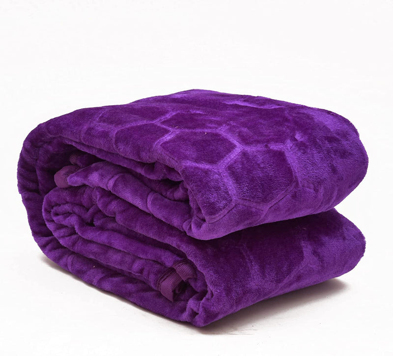 HomyReef 500 TC Floral Embossed Mink Blanket for Single Bed Blanket| Ultrasoft & Lightweight Solid Blanket for Winter & Mild Winter Sofa, Couch, Bedroom (Purple, Single Bed - 85x60 Inch)