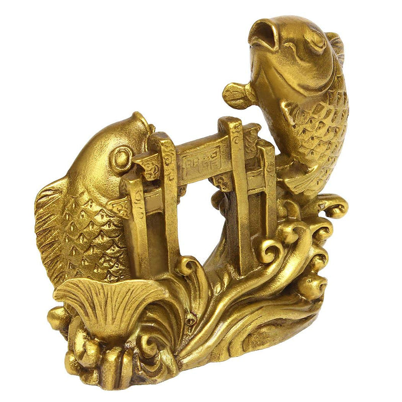 Chinese Handmade Brass Arowana Golden Fish Statue Home Decor Gift BS054