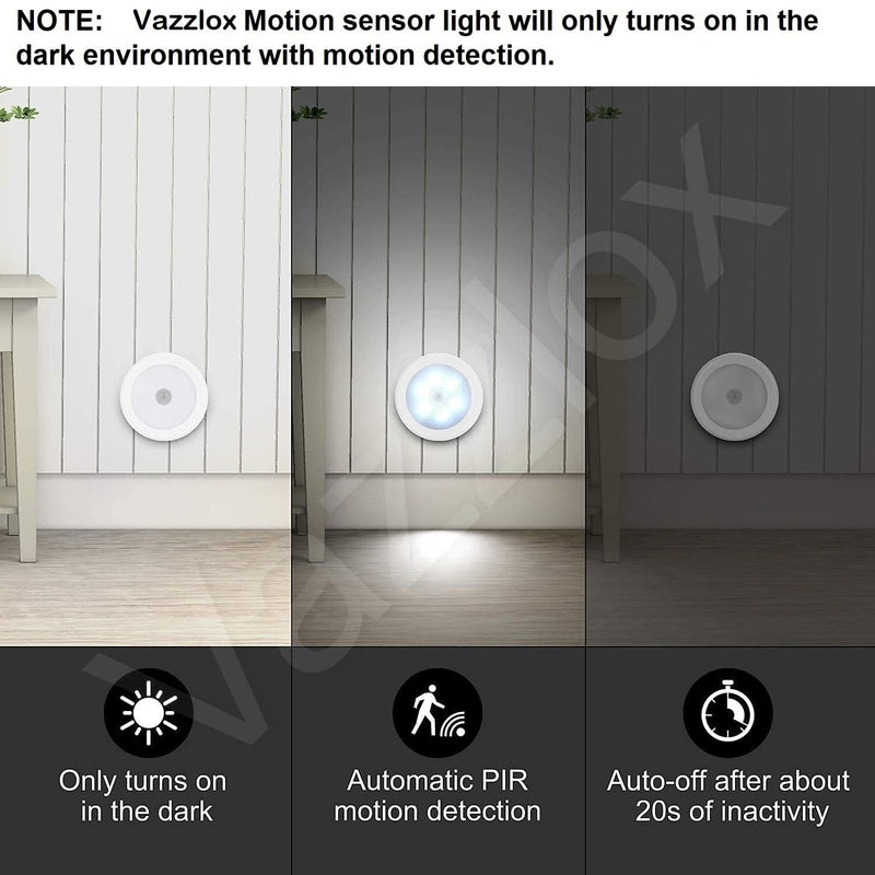 VazzLox Motion Sensor Light for Home (Pack of 4) with USB Charging Wireless Self Adhesive LED Body Induction Lamp Sensor Light for Wardrobe Lights with Sensor Night Light for Cupboard Stairs (White)