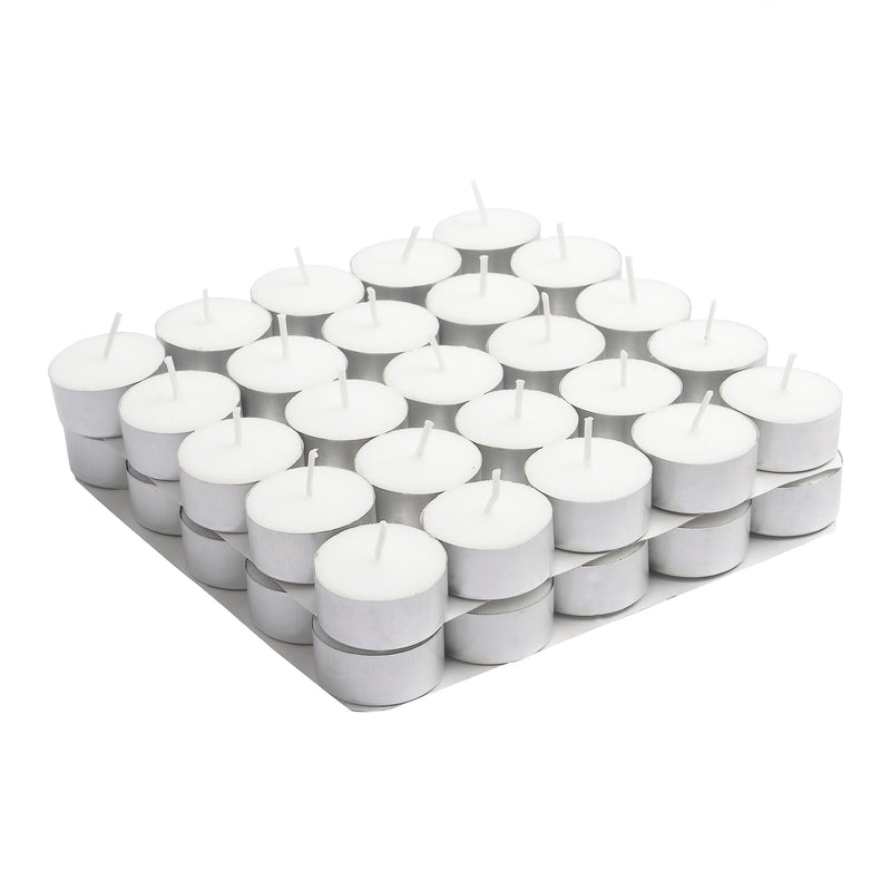 Welburn Veda&Co™ Wax Tealight Candles - Pack of 50, 5 Hours Burning Time, 100% Fully Refined Paraffin Wax, Unscented, Smokeless, Dripless, for Home Decor, Offices & Other Occasions (White)