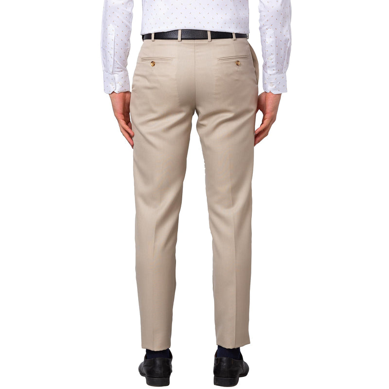 Park Avenue Men's Smart Fit Polyviscose Blend Flat Front Structure Pattern Fawn Formal Trouser (Size: 34)-PMTX07537-F4