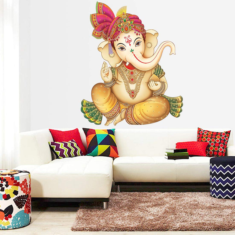 Rangoli Large Ganesh Ji Modern Art Wall Sticker Multicolor Vinyl Wall Sticker 50 or 70 cm Pack of 1 Sticker