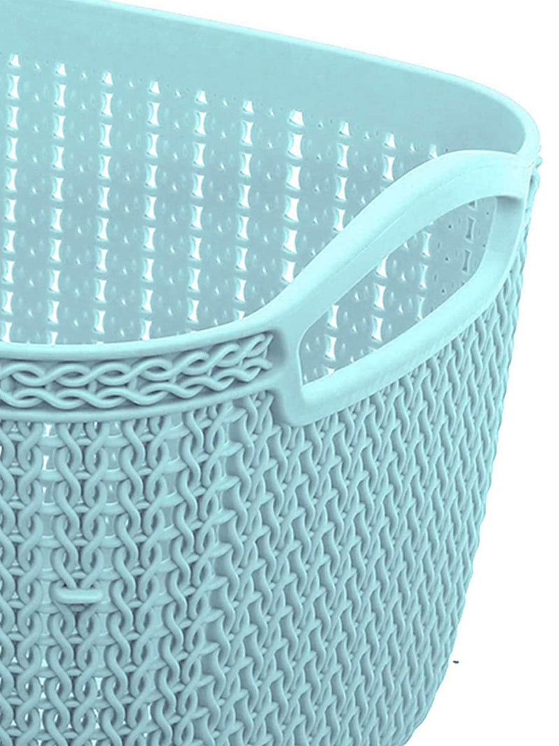 Kuber Industries Q-6 Plastic Multipurpose Large Size Flexible Storage Baskets/Fruit Vegetable Bathroom Stationary Home Basket with Handles (Light Blue)