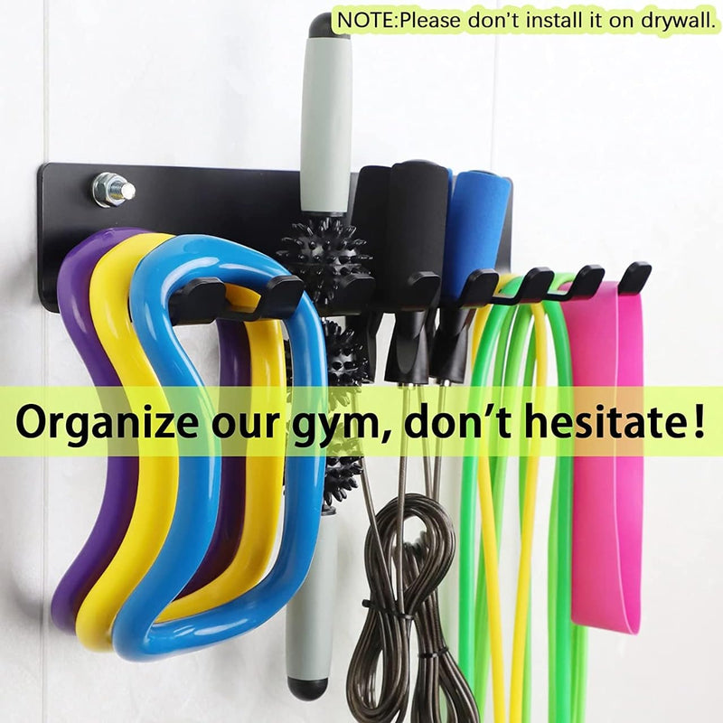 IBS Fitness Gym Storage Rack, Gym Hooks for Olympic Barbells, Bands, Row Handles, Bats or Tools