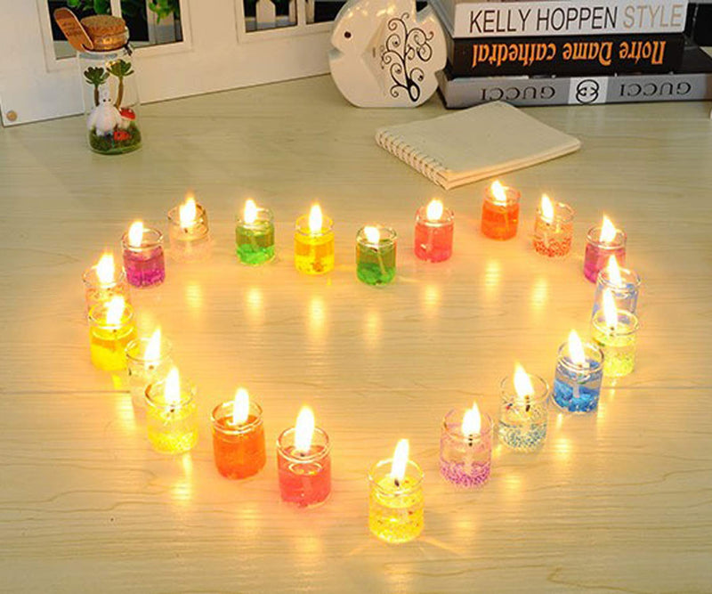 ThirteenKcanddle Little Big Cute Romantic Glass Jelly Gel Candles Wedding Decor Gel Wax Party Wedding Tealight Candles (24)