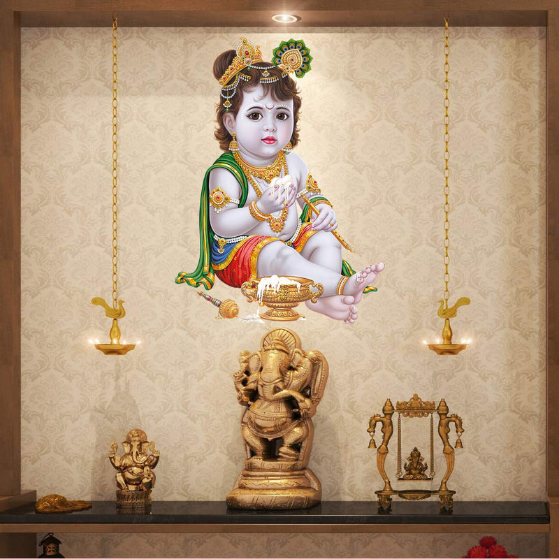 Rangoli Baby Krishna Combo Modern Art 200 Vinyl Large Wall Sticker- 50cm or 70cm cm, Pack of 2