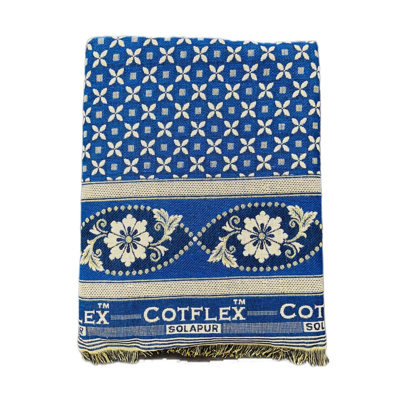 COTFLEX Original Solapur Chaddar Queen Bed Cotton Blanket (Blue