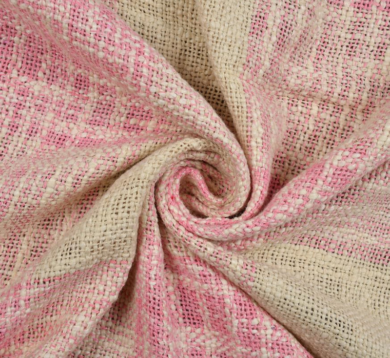 Fashion Throw 100% Cotton Handloom Throw Soft Blanket (FT_21) for Winter Warm Comforter/Throw | AC Blanket Sofa Couch Throw/Blanket_(125 x 150 Cms)_Pink/Beige.