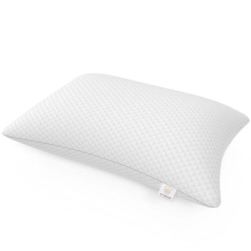 MY ARMOR Adjustable Shredded Memory Foam Pillow with Extra Filling | 350 GSm Antimicrobial Cover | 17" x 27" - 1 Piece