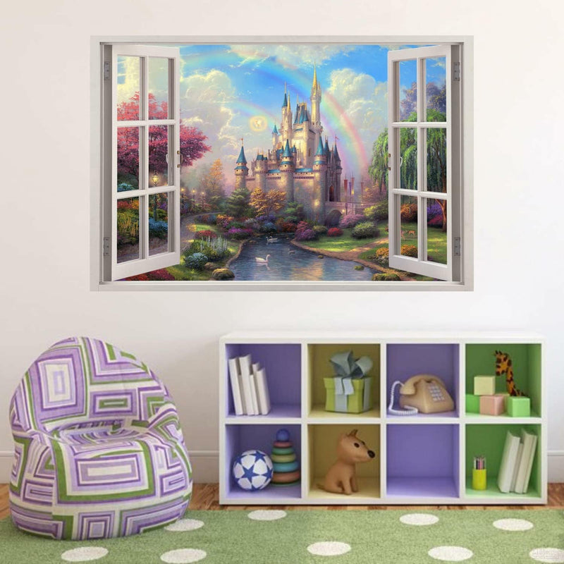 GADGETS WRAP Princess Castle Rainbow Fantasy Window Decal Wall Sticker Mural