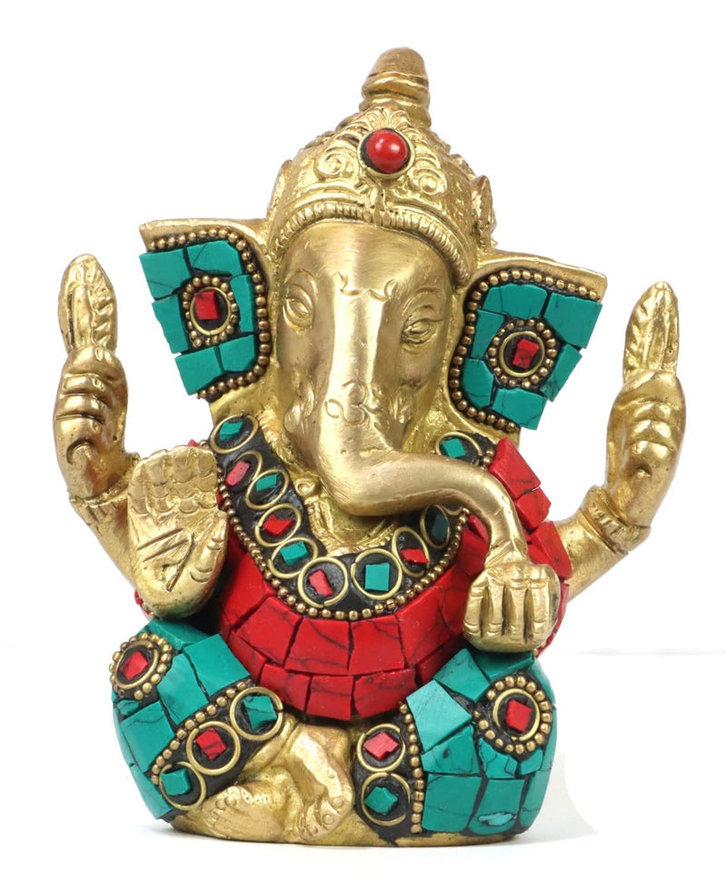 ASHIRWAD Brass Lord Ganesha Idol Statue for Home Hindu God Ganpati Bappa Vinayaka Murti (Ganesh-01)