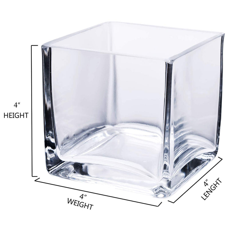 Shobhana Enterprises Crystal Clear Decorative Glass Tall Square Vase (4 inch)