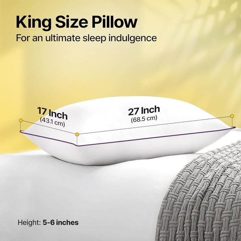 SAZOBAN Ultimate Cozy Sleeping Pillow, (High Density) Microfiber Bed Pillow, Breathable & Hypo-Allergenic Cushion for Bed Pillow for Long Lasting Fluffiness, Super Soft, King Size (King (Pack of 6))