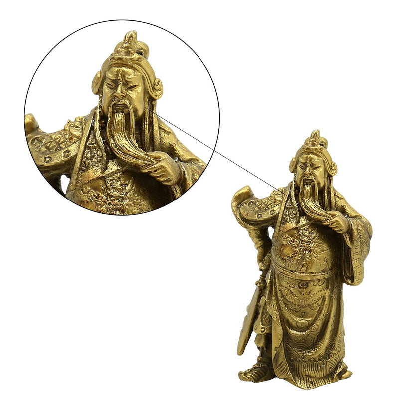 Chinese Fengshui Brass Warlord Hero Warrior Guan Gong Guan Yu Fortune Protection Statue Collection