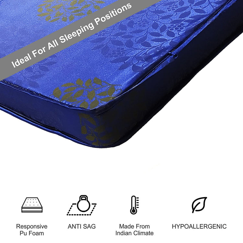 CH, COOL HOME Travel Bed 4-inch Soft Single Dual Comfort Folding Mattress (Blue, Double)