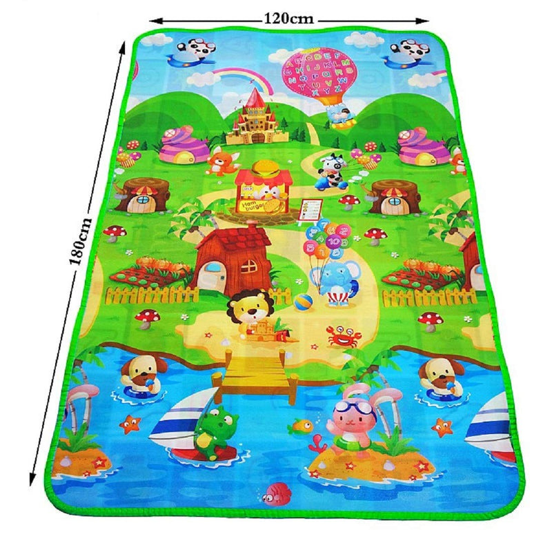 Skylofts Waterproof Double Side Playmat for Babies Crawling Mat for Kids Picnic Baby Mat/Playmat for Kids (Large Size Random Print) with Zip Bag (6feet* 4feet)