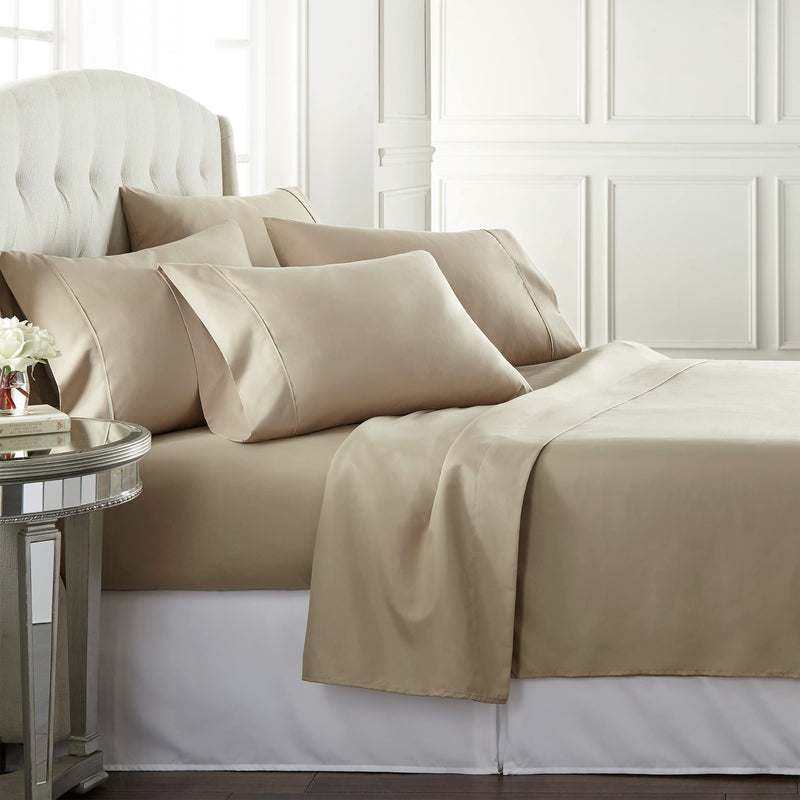 Danjor Linens 6 Piece Hotel Luxury Soft 1800 Series Bed Sheets Set, Deep Pockets, Hypoallergenic, Wrinkle & Fade Resistant Bedding Set(Full, Taupe)