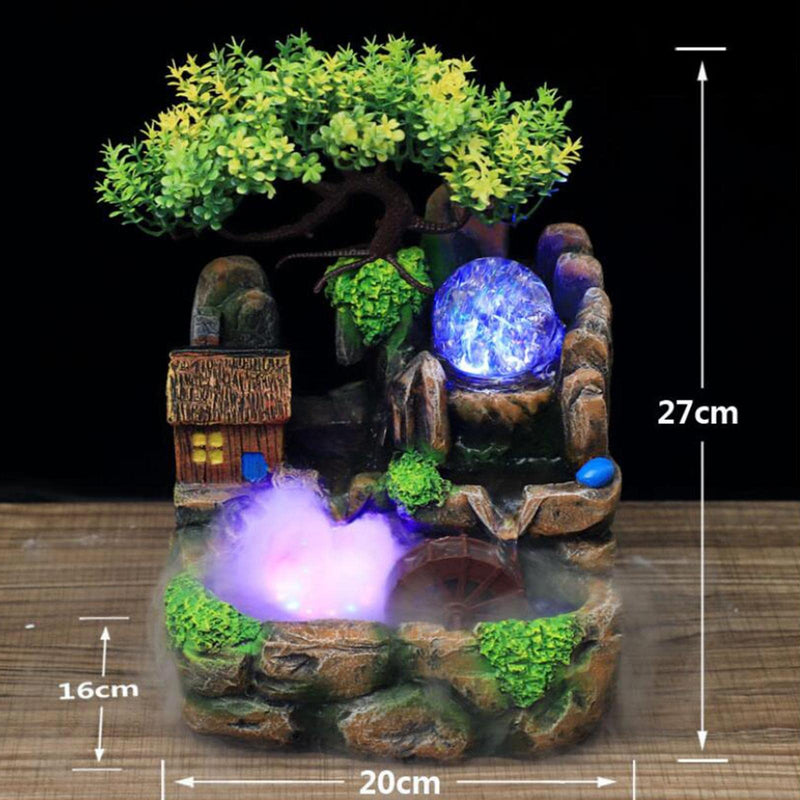 SAZ DEKOR Creative Waterfall Fountain Rockery LED Lights Indoor Meditation with fog