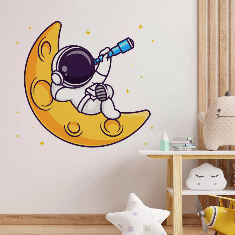 Wallstick Astronaut in The Moon Decorative Wallsticker (45 x 42 cm)