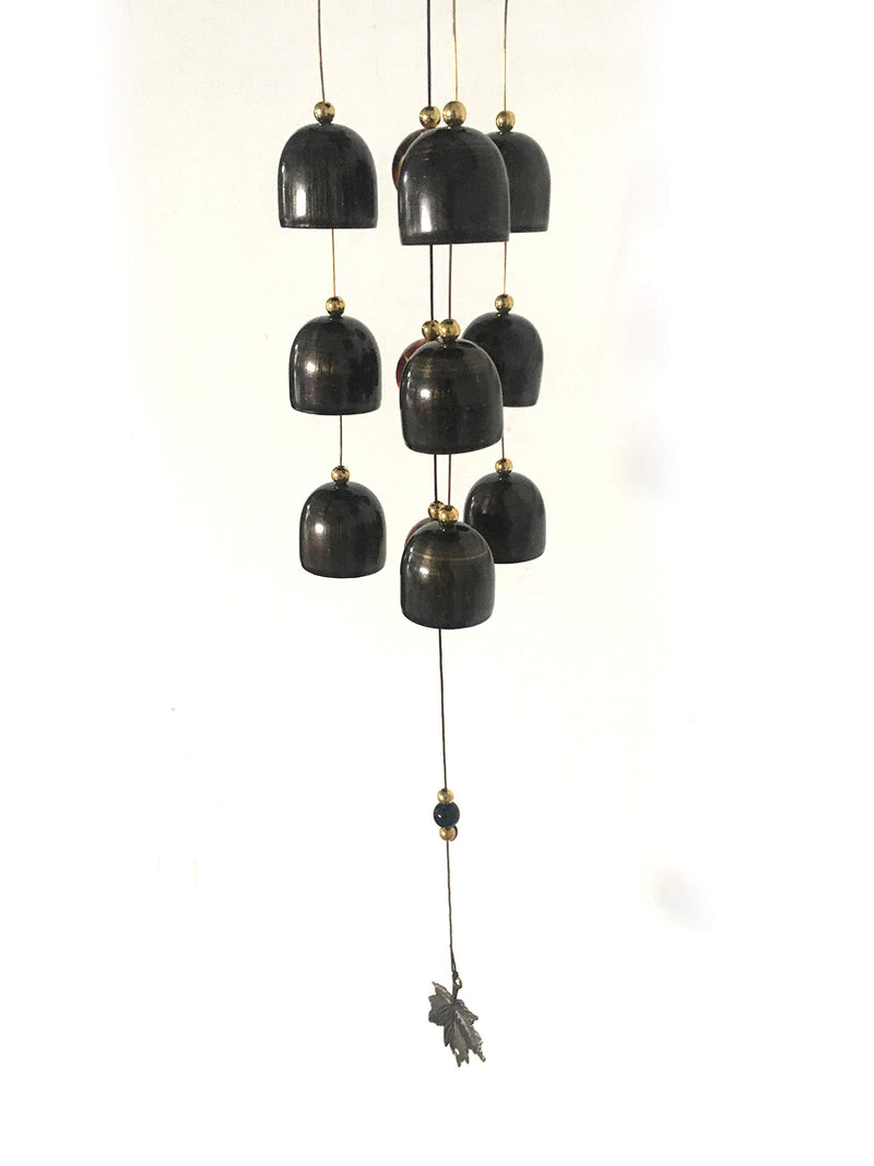 CrazyCrafts Metal Wind Chimes for Home Balcony Garden Positive Energy, Home Decor Hanging Long Brass Bells Gifts for Loved Ones 9 Bells Black Metal