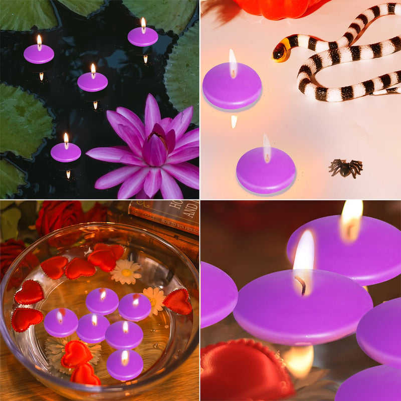 20 Pcs Floating Candles Centerpieces, 1.5 Inch Unscented Floating Candles Small Decoration, Floating Candles Vases for Valentine's Day, Thanksgiving, Wedding, Holiday Home Decor (Purple)