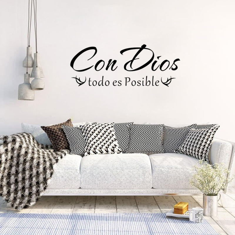 GADGETS WRAP Wall Decal Vinyl Sticker Con Dios Todo ES Posible Spanish for Office Home Wall Decoration