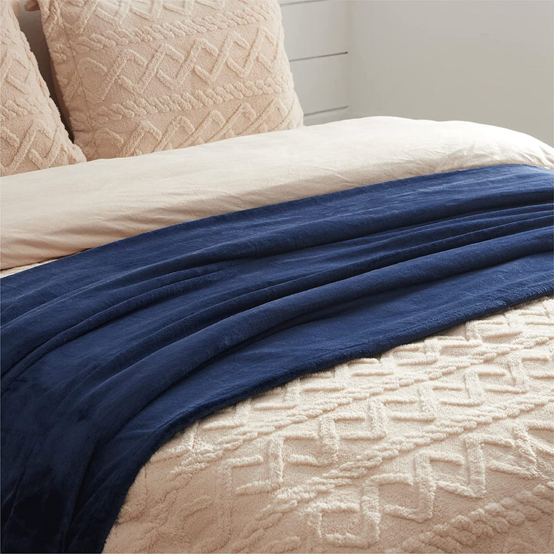 TRUE VALUA All Season Solid/Plain Light Weight Polar Fleece Single Bed Blanket Soft Chenille Throw Blanket for Sofa, Bed & Couch AC Summer Blanket (Blue, Single)